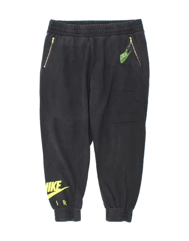 NIKE Womens Graphic Tracksuit Trousers Joggers UK 18 XL  Black Cotton Trousers Bootcut Casual