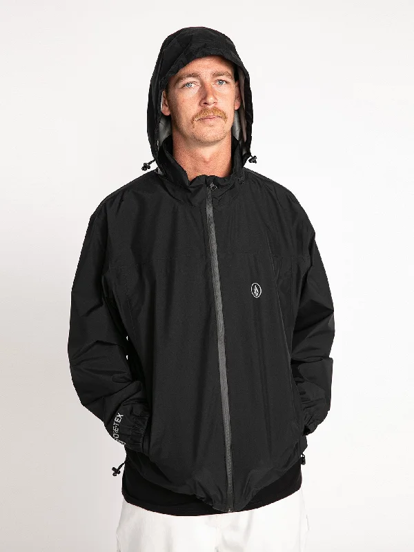 Stone Shell Gore-Tex Jacket - Black Zippered Front Buttoned Front Snap Front