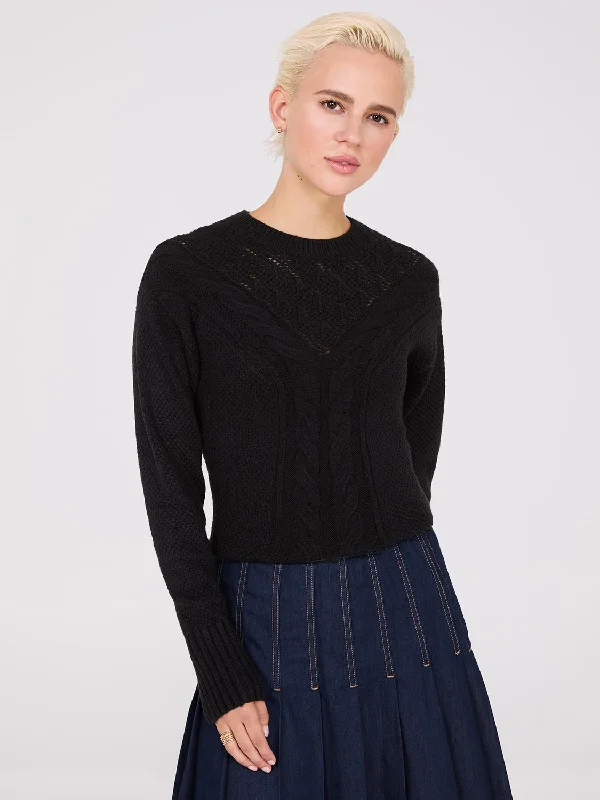 Cable Knit Pointelle Sweater Boxy Sweater Fitted Sweater A-Line