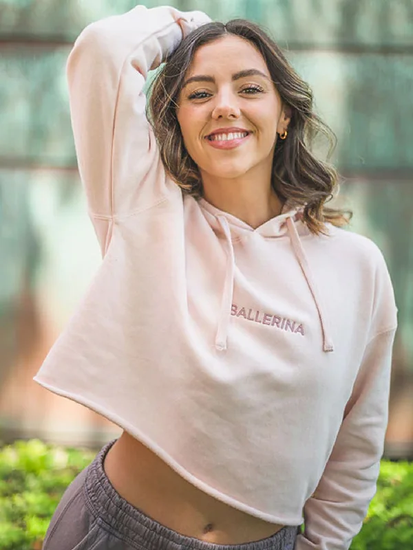 Ballerina Embroidered Crop Hoodie Hoodie with Pocket Utility Practical