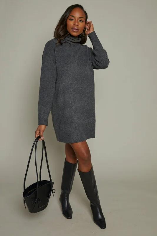 Prim Turtleneck Sweater Dress Spandex Rayon Corduroy