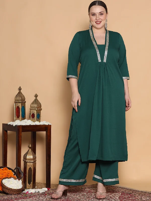 BottleGreen Textured Shawl Collar Kurta Warm Knit Shawl Scarf