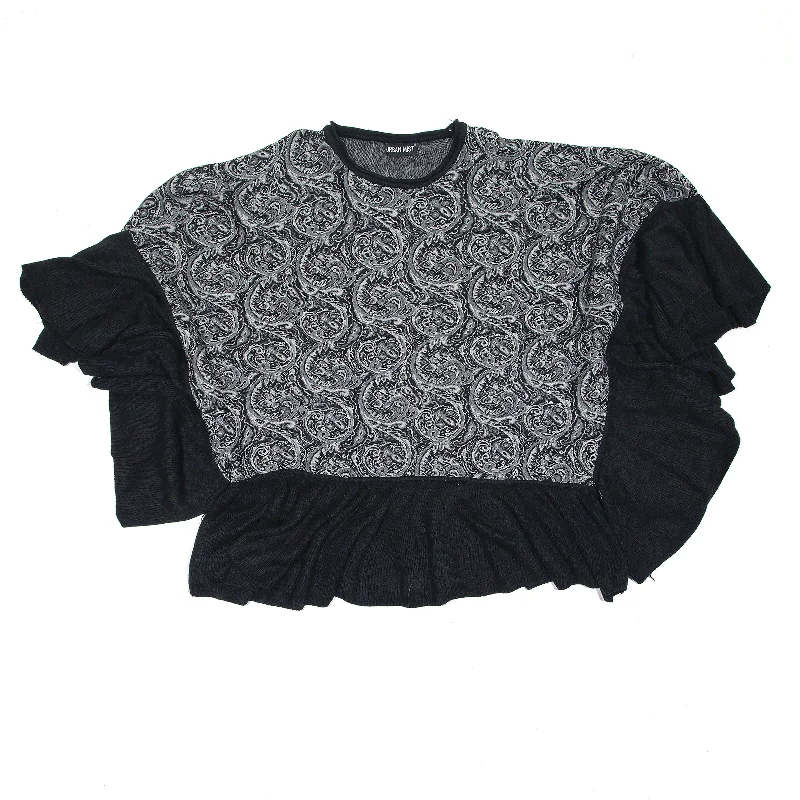 URBAN MIST Shawl Patterned Jumper Grey 90s Paisley Sleeveless Womens XL Classic Wool Shawl Wrap