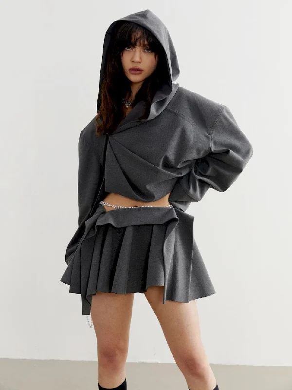 Elevate Hoodie: Stylish Loose Cropped Tops Hoodie with Cuffed Sleeves Snug Secure
