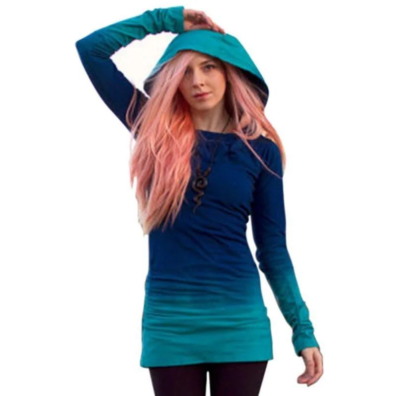 Women's Pullover Hoodie Sweatshirt Long Sleeve Hooded Jumper Tunic Tops Cold Shoulder Design