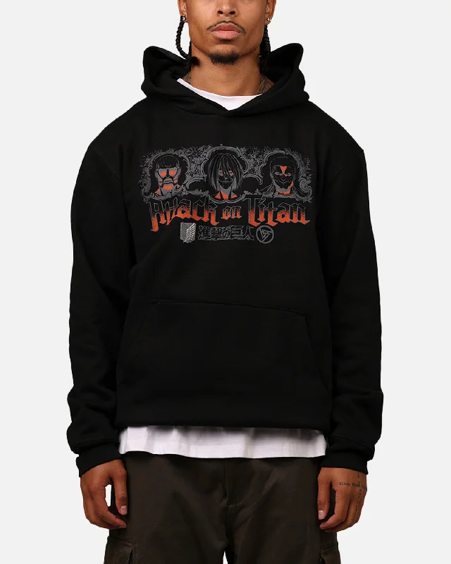 Hypland X Attack On Titan Trio Hoodie Black Hoodie with Pastel Soft Subtle