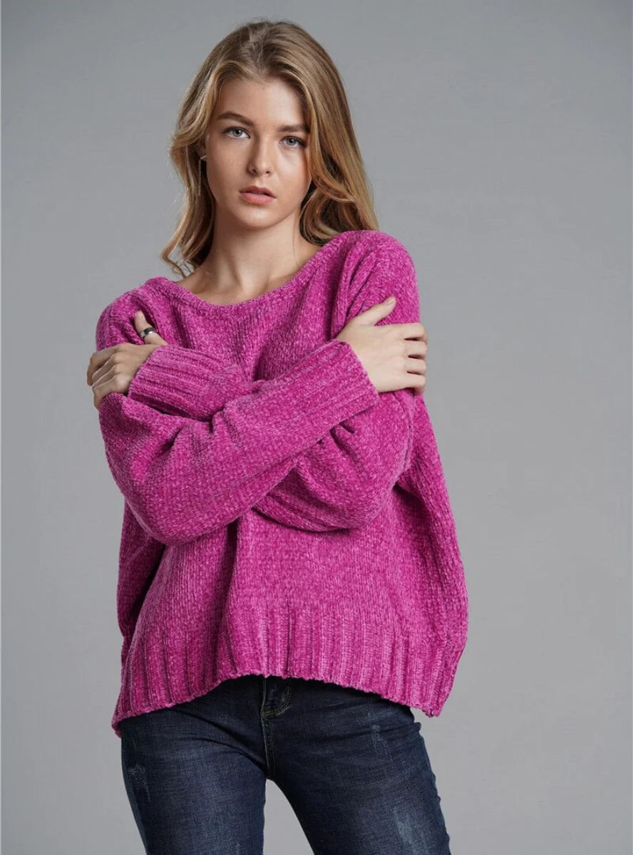 CLASSY AUTUMN AND WINTER PULLOVER BACKLESS BAT SLEEVE SWEATER Saggy Sleeve Comfort
