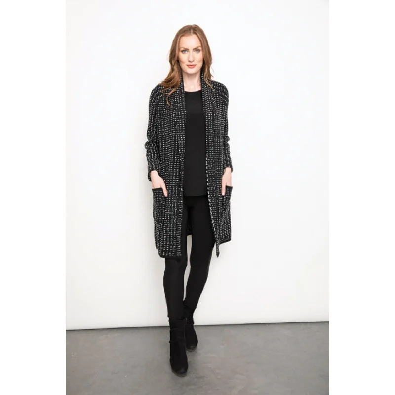Women's Liv by Habitat Shawl Collar Cardi Textured Dotss Black Soft Knit Shawl Poncho