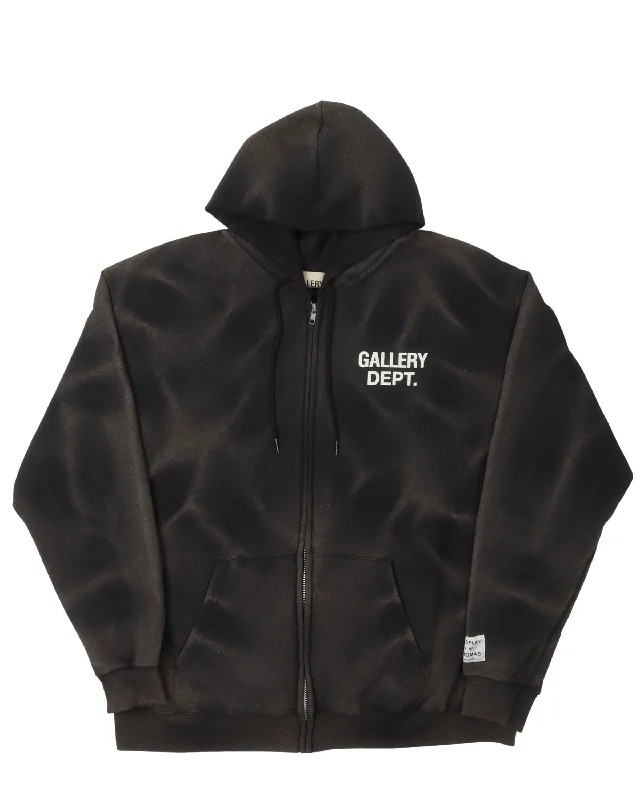 Sun Faded Zip Up Hoodie Hoodie with Puffed Sleeves Voluminous Trendy