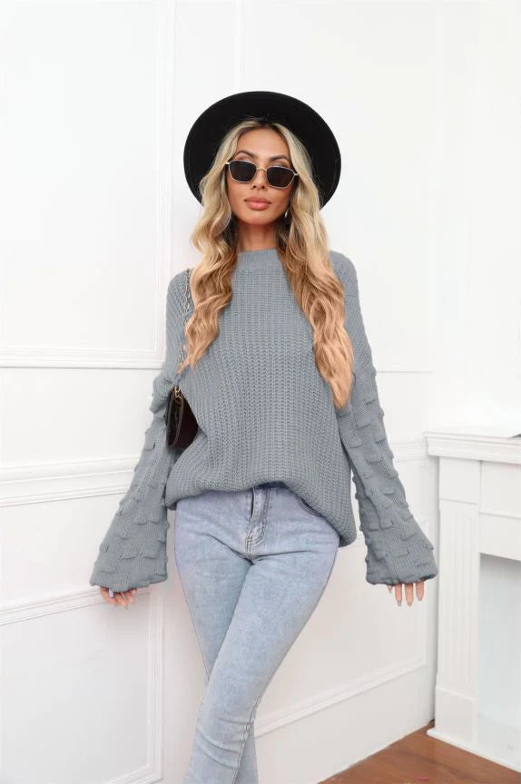 FASHION LARGE-SIZE PULLOVER KNITTED SWEATER Slim Sleeve Pullover