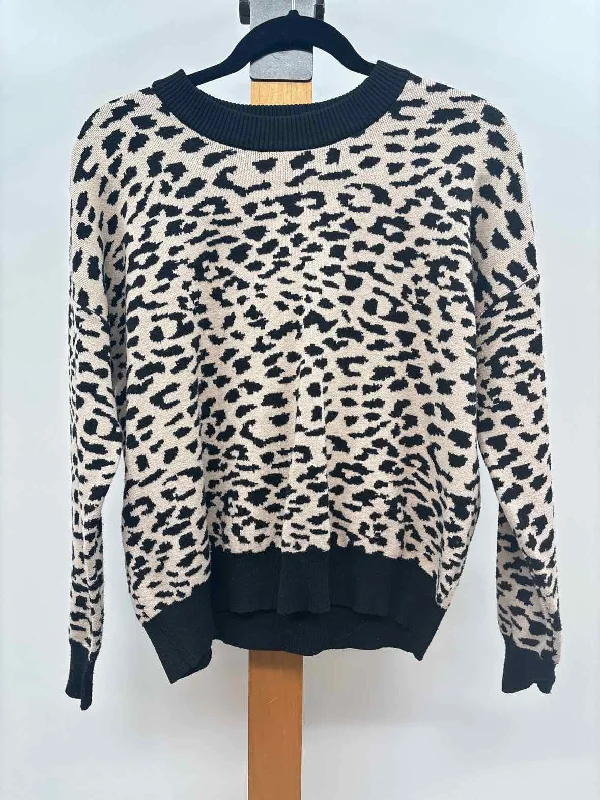 Tahari Women's Size S Tan Leopard Sweater Collared Crew Neck Turtle Neck