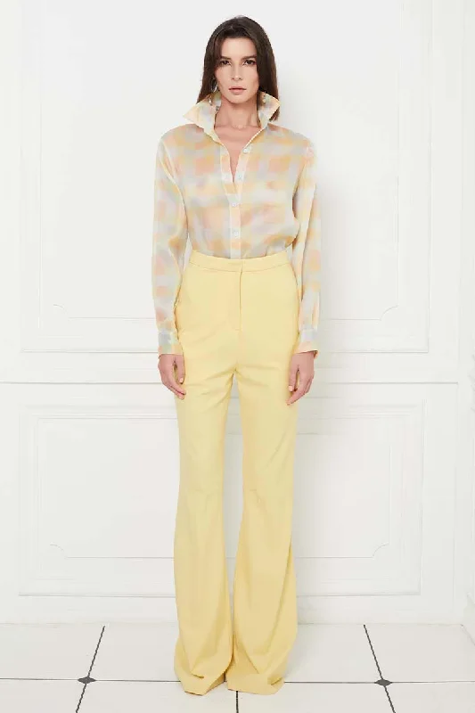 Wide Leg High Waisted Trousers in Yellow Trousers Custom Made