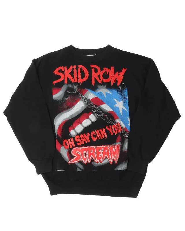 Skid Row 91/92 No Fuckin' Frills Tour Crewneck Sweatshirt Hoodie with Camouflage Military Edgy