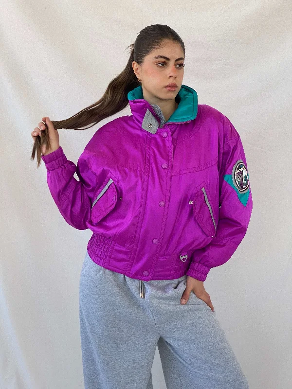 80s/90s TYROLIA Skiwear Pink and Green Ski Puffer Jacket - M Wool Fabric Cashmere Fabric Tweed Fabric 80s/90s TYROLIA Skiwear Pink and Green Ski Puffer Jacket - M Wool Fabric Cashmere Fabric Tweed Fabric