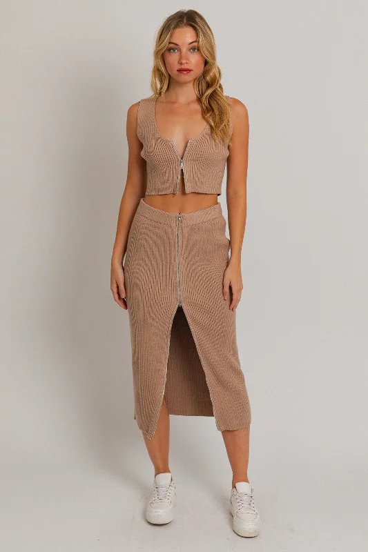 Truth or Dare Zip Front Sweater Set FINAL SALE Nylon Fabric Polyester Fabric Spandex Fabric