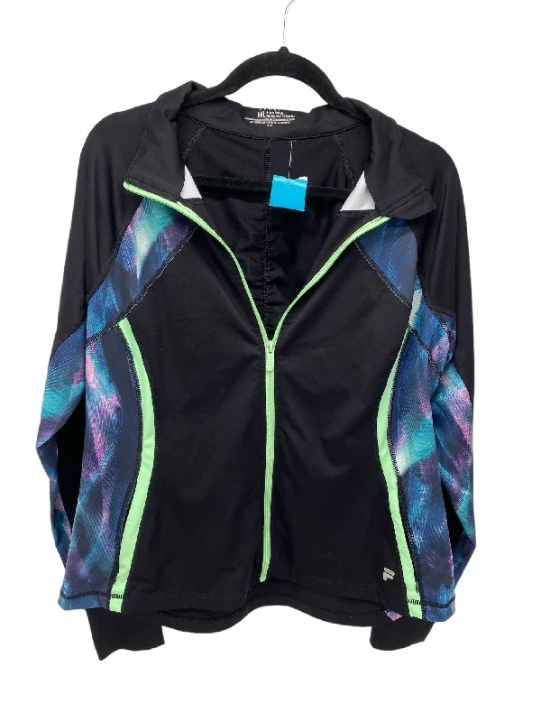 Fila Women Size XXL Black Multi CD Athleisure Jacket Toggled Jacket Drawstring Jacket Belted Jacket