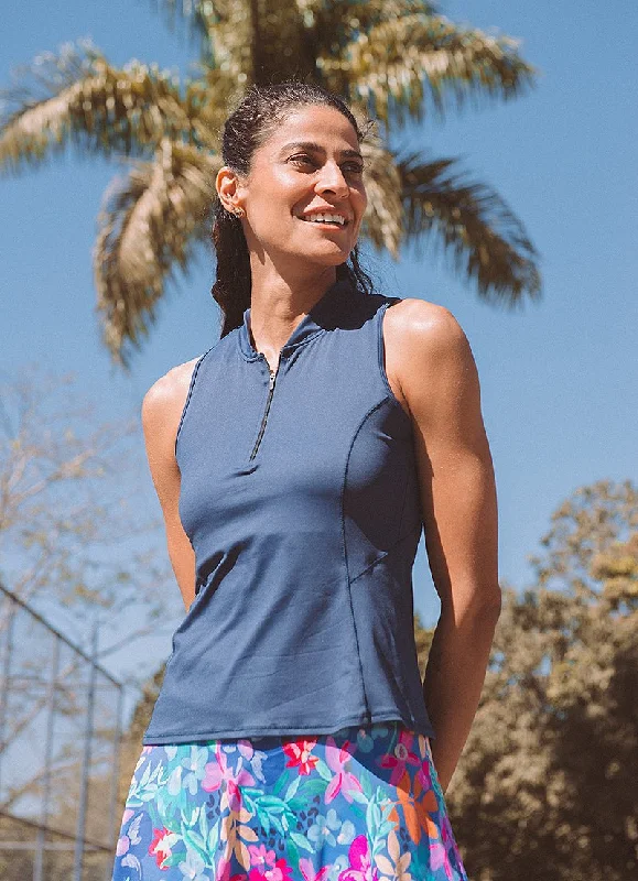 Alley Mock-Neck Tank (Navy) athletic tank top