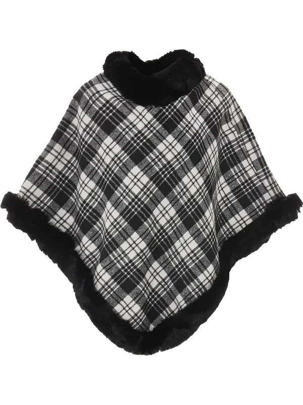 1950s Plaid Velvet Rex Rabbit Fur Shawl Chic Chunky Knit Shawl