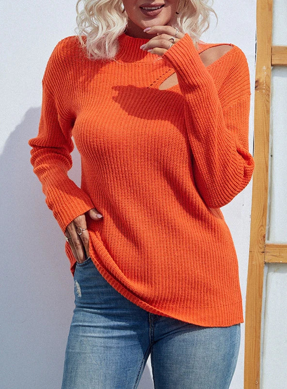 SOLID COLOR HALF-TURTLENECK PULLOVER SWEATER Turtleneck Warm Pullover