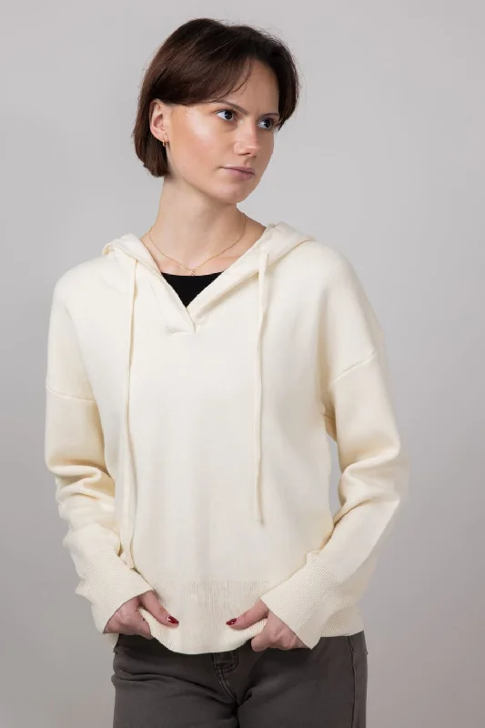 Thread & Supply Lyndon Hooded Sweater for Women in Ivory | J2560SWTS-IVORY Glossy Satin Silk