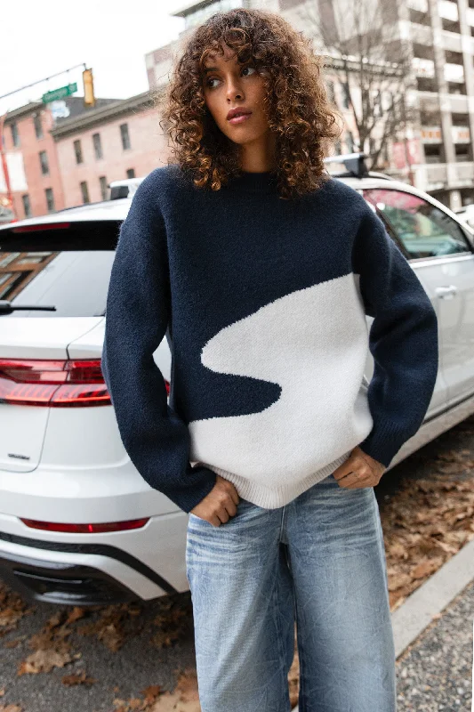 OVERSIZED INTARSIA KNIT SWEATER Open Front Closed Front Wrap Front