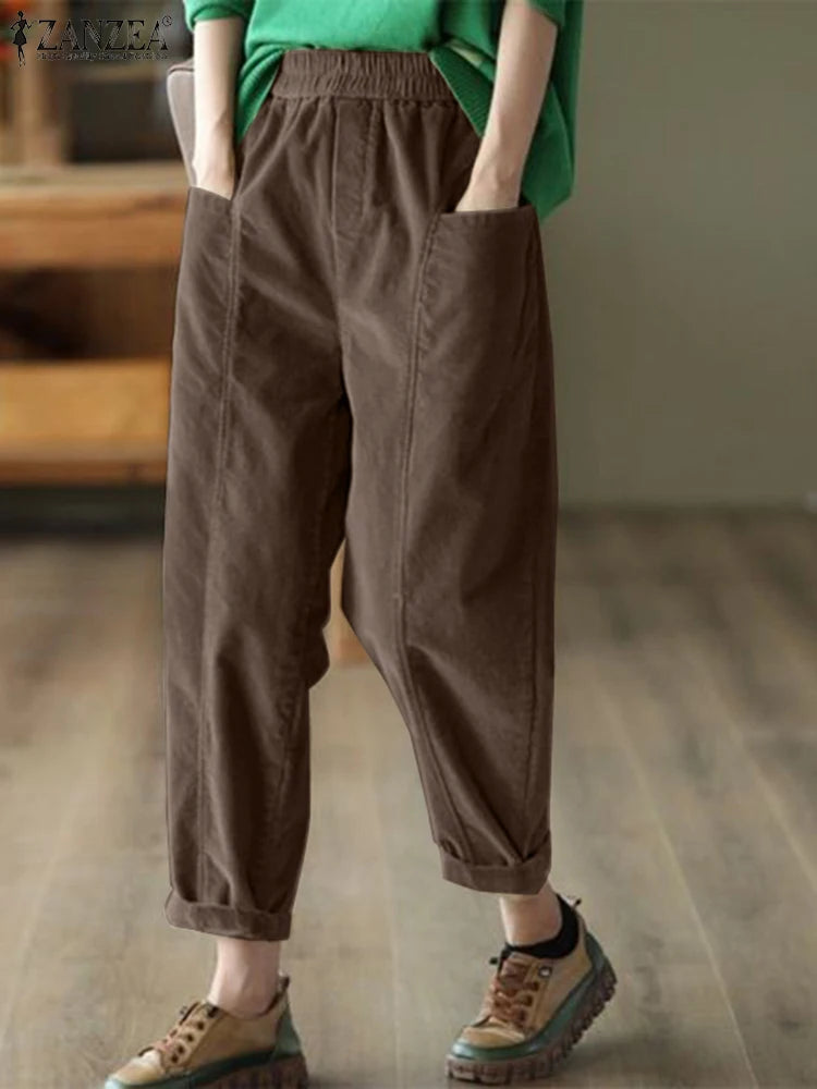 ZANZEA Women Loose Harem Trousers Long Pants 2024 Autumn Elastic Waist Pockets Pantalons Casual Fashion Solid Color Pants Femme Trousers practical durable ZANZEA Women Loose Harem Trousers Long Pants 2024 Autumn Elastic Waist Pockets Pantalons Casual Fashion Solid Color Pants Femme Trousers practical durable