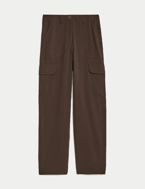 Crepe Cargo Relaxed Trousers Trousers Canvas Durable