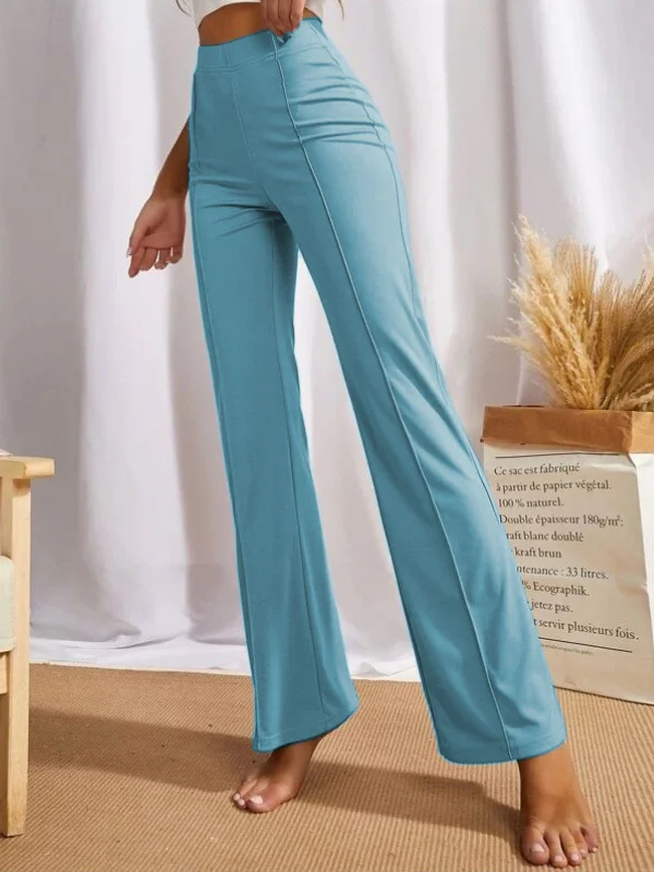 Odette Blue Polyester Solid Stylish Trousers For Women Trousers trendy modern