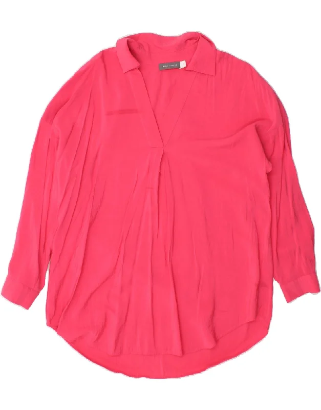 MINT VELVET Womens Pullover Shirt UK 14 Medium Pink Viscose Zipper Front Cardigan