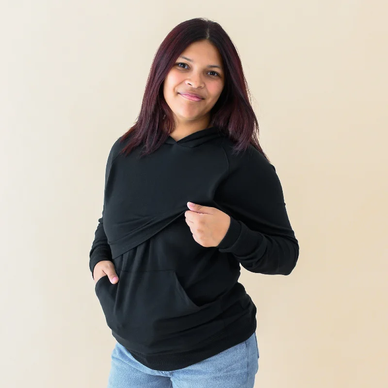 Women's French Terry Nursing Hoodie in Midnight Hoodie with Oversized Fit Loose Comfortable