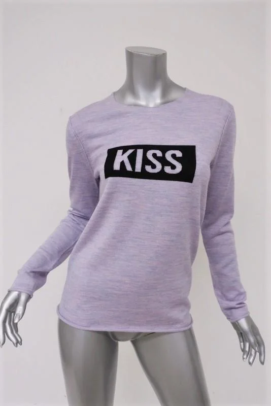 Zadig & Voltaire Sweater Gwendal Kiss Lilac Intarsia Pullover Size Extra Small Elbow Length Sleeve