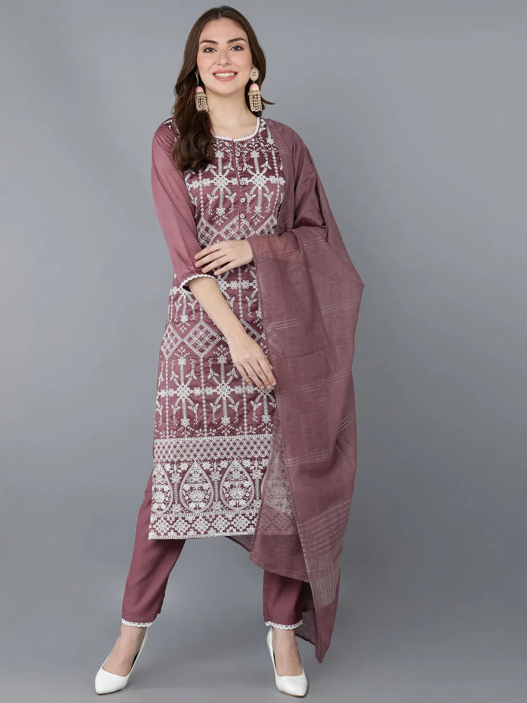 Ahika Poly Silk Embroidered Kurta Trousers With-PKSKD1343B_XS Trousers Business Professional