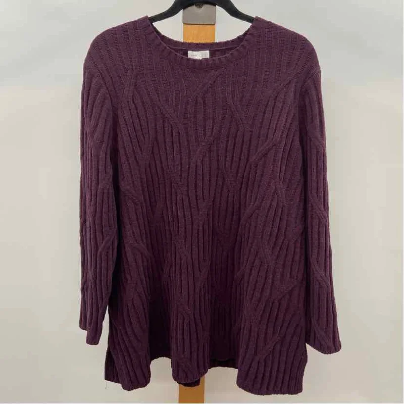 JJill Women's Size 2X Purple Textured Sweater Terry Terry Cloth Terry Knit