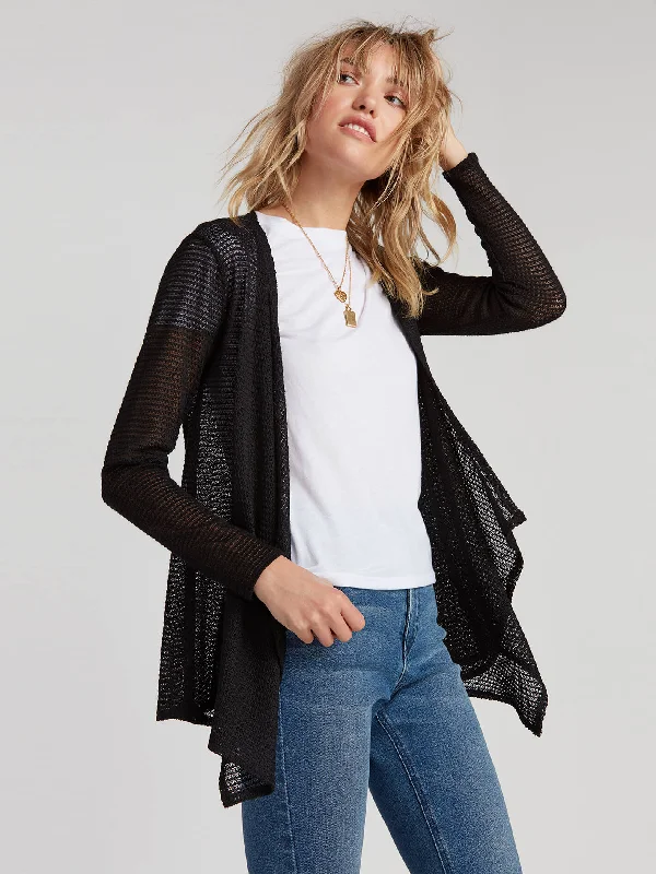 Go Go Wrap Sweater - Black Elasticated Padded Insulated