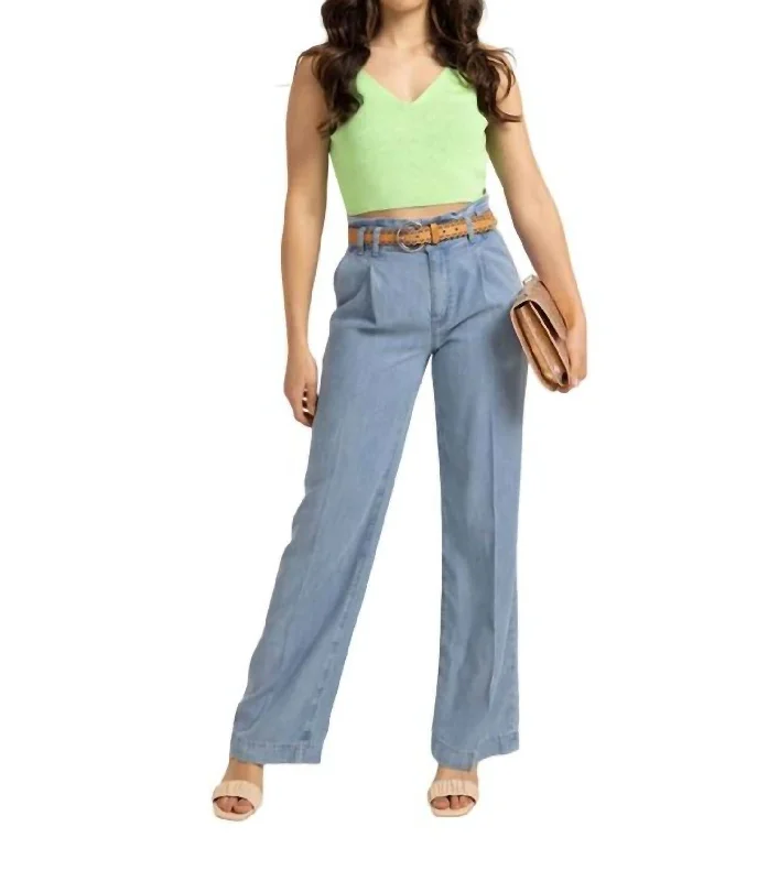 Winona Denim Flared Trouser In Light Denim Trousers fashionable trendy