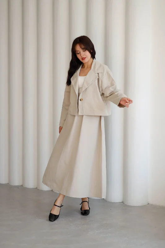 jacketed long skirt P8308 Zip Front Button Front Snap Front