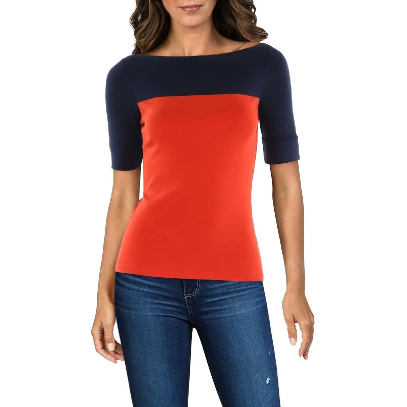 Womens Crewneck Cuff Sleeve Pullover Top Polo Neck Sweater