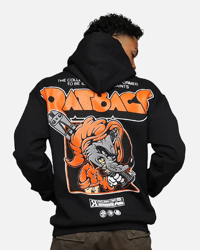 Rats Get Fat Ratbags Hoodie Black Hoodie with Emblem Brand Identity