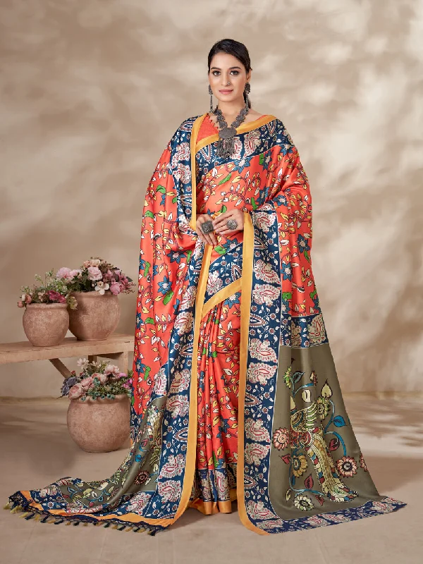 Women's Multicolor Digital Printed Pasmina Saree With Shawl - Jyoti Fashion Warm Woolen Shawl Wrap
