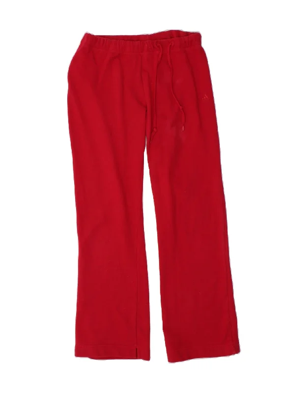 ADIDAS Womens Tracksuit Trousers UK 16 Large Red Cotton Trousers Mesh Breathable