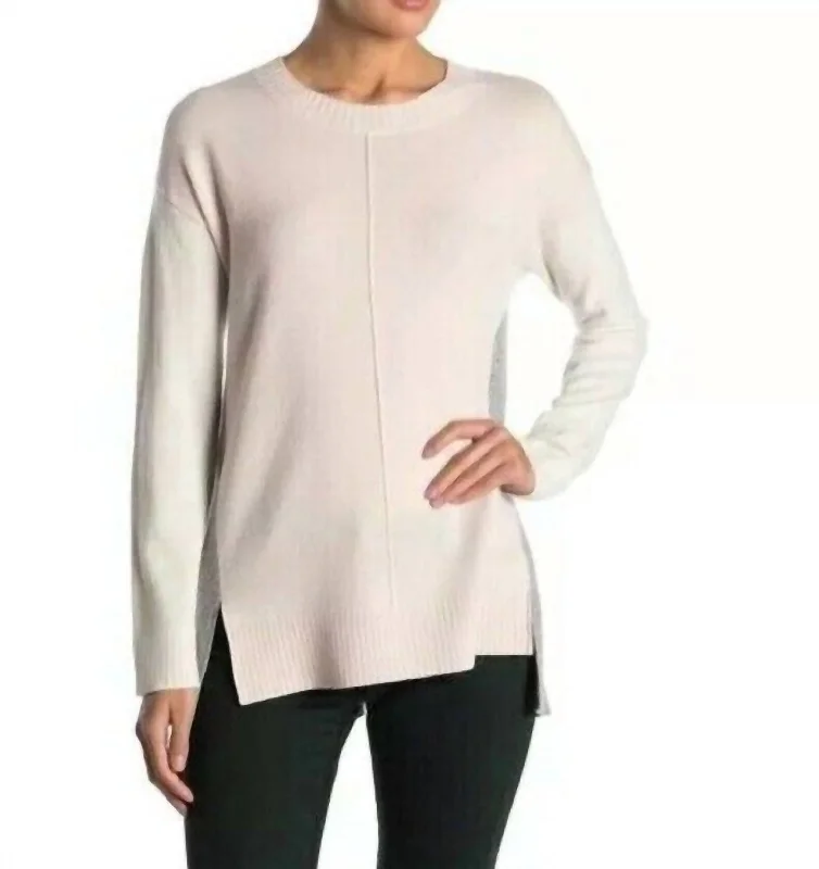 Cashmere Pullover Crew Neck Sweater In Multicolor Puff Sleeve Stylish