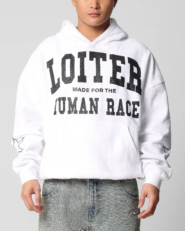 Loiter Training Day Hoodie White Hoodie with Camouflage Military Edgy