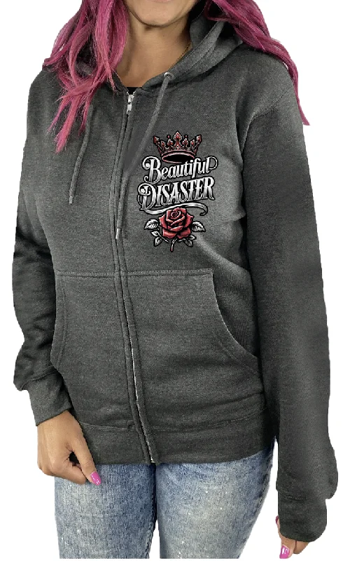 Pain Into Power Zip Hoodie Hoodie with Frayed Bohemian Relaxed