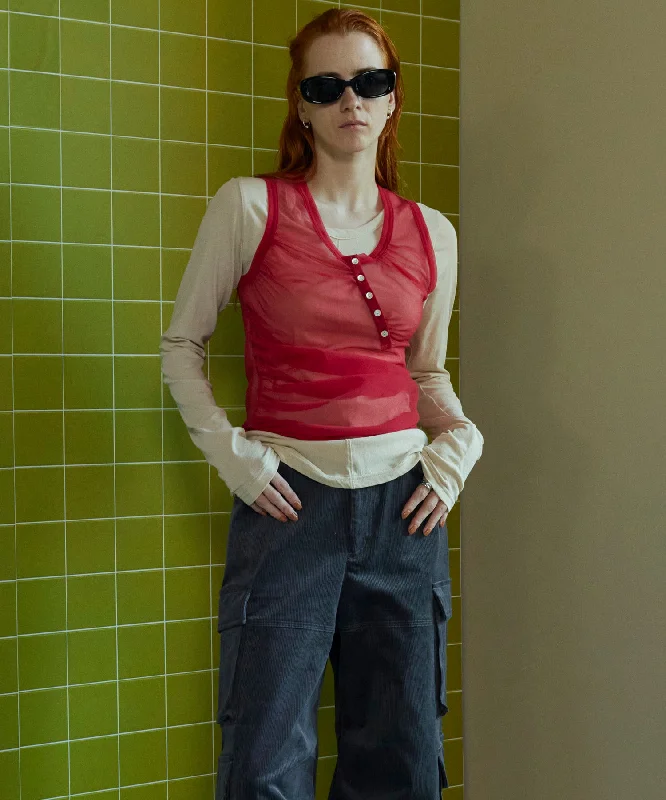 【SALE】Henry Neck Tank Top Layered Tops solid color tank
