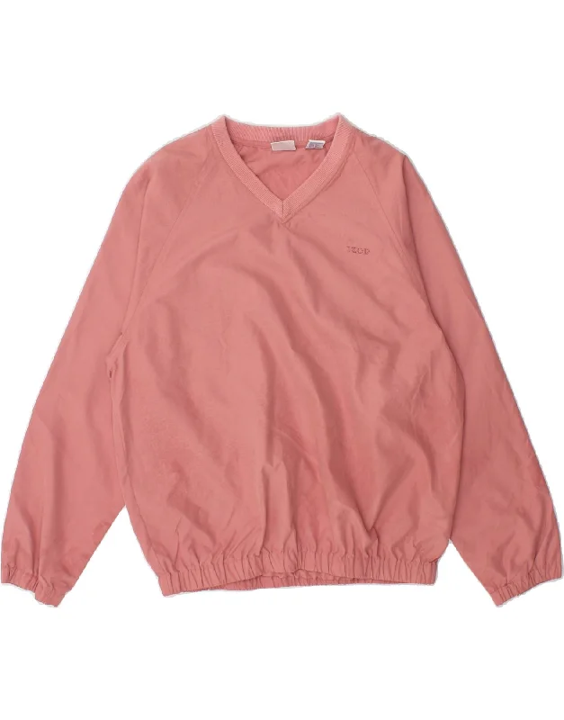 IZOD Womens Oversized Pullover Tracksuit Top UK 10 Small Pink Polyester Bolero Style Sweater