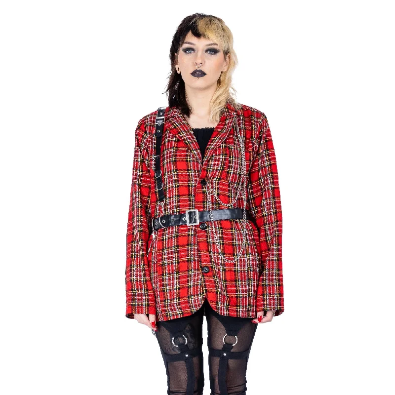 DEVINA JACKET - RED TARTAN Striped Jacket Polka Dot Jacket Floral Jacket