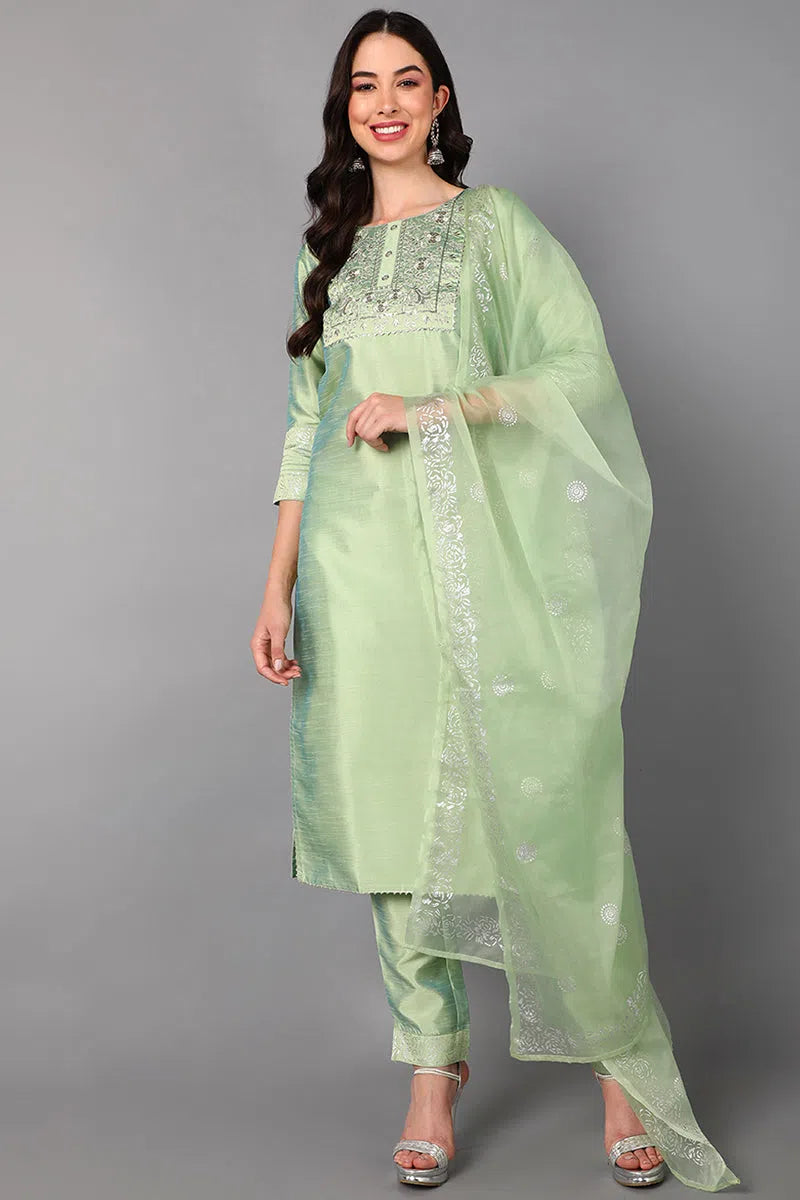 Ahika Poly Silk Embroidered Kurta Trousers Dupatta-PKSKD1431_XS Trousers sophisticated sleek