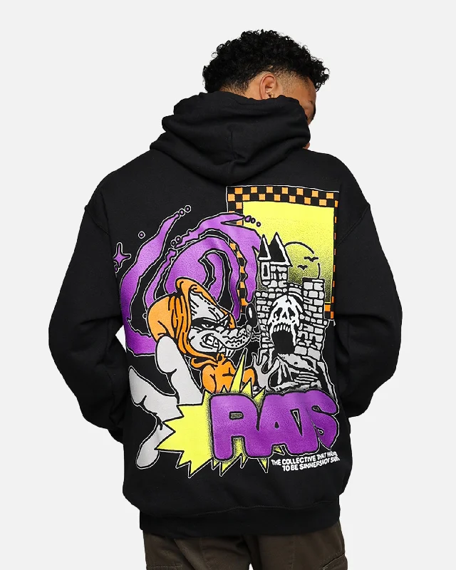 Rats Get Fat Ratpack Hoodie Black Hoodie with Elastic Cuffs Stretchable Comfortable