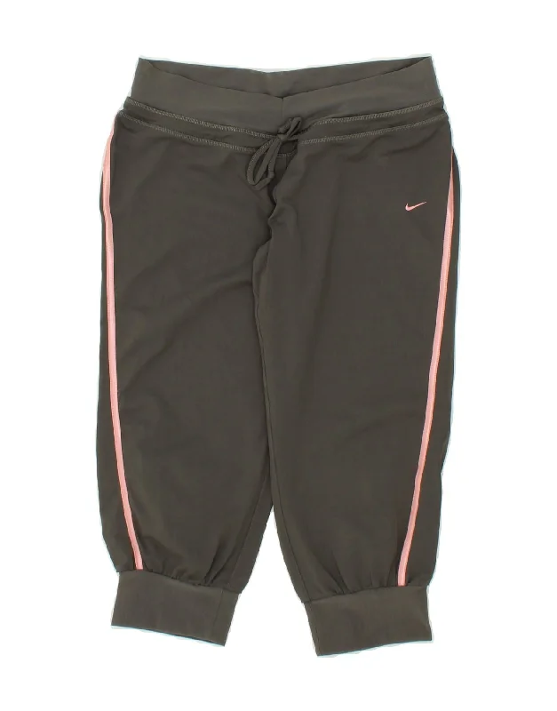 NIKE Womens Fit Dry Capri Tracksuit Trousers Joggers UK 8/10 Small  Grey Trousers Canvas Durable