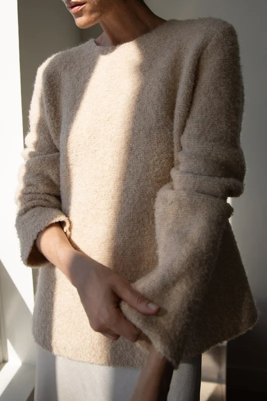 BOUCLE KNIT CREWNECK SWEATER Plaid Sweater Polka Dot Checkered